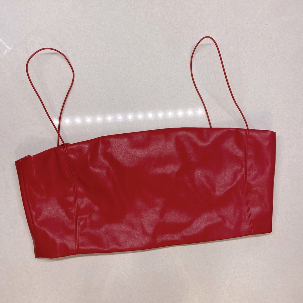 Babyboo Fashion Red Leather Bra Top
